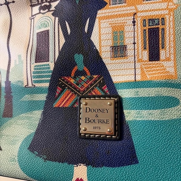 Dooney & Bourke White, Teal and Navy Penguin Cityscape Tote - Picture 2 of 7